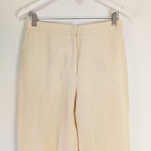 Max Mara Puro Lino Cream Straight Leg Linen Pants - Picture 3 of 8